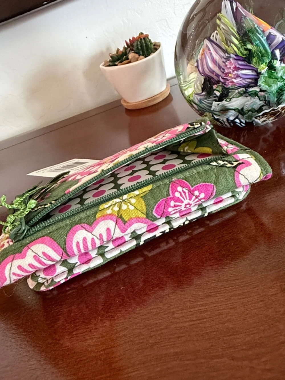 Vera Bradley Quilted Floral Euro Trifold Wallet ~ Olivia Pink - Picture 5 of 5